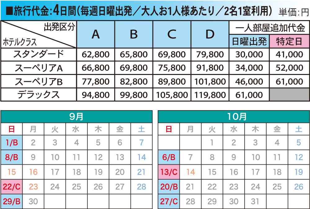 フリースタイルソウル4日間料金表