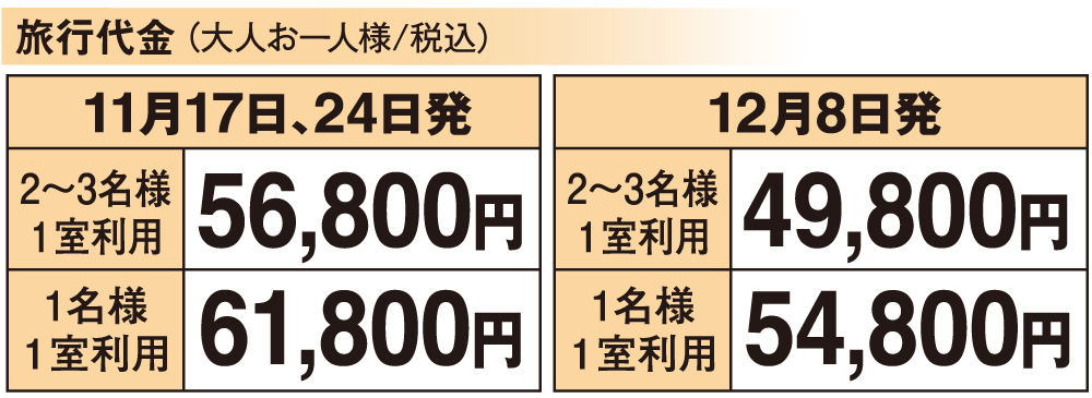 京都紅葉めぐり2日間　旅行代金